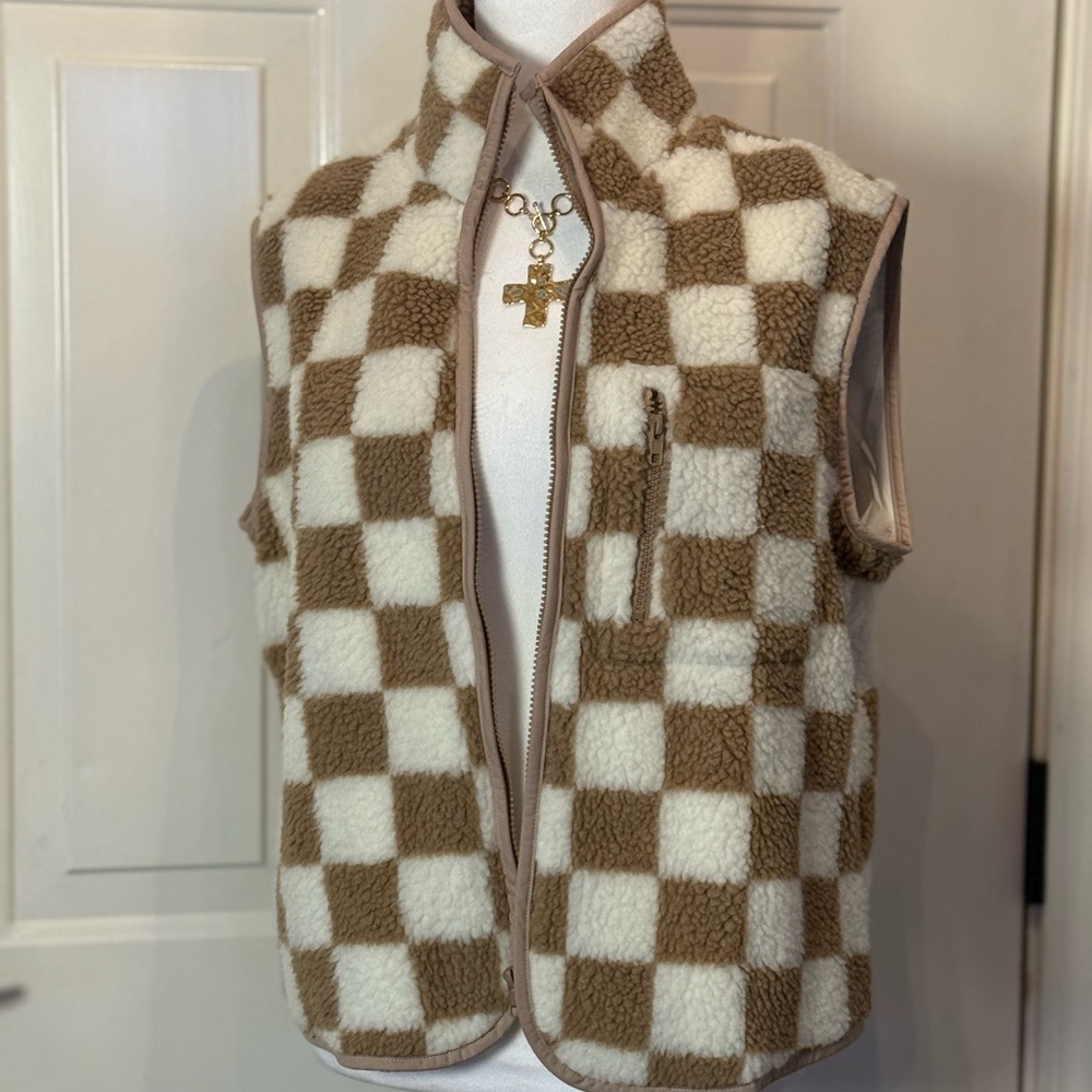 Checkered Sherpa Vest